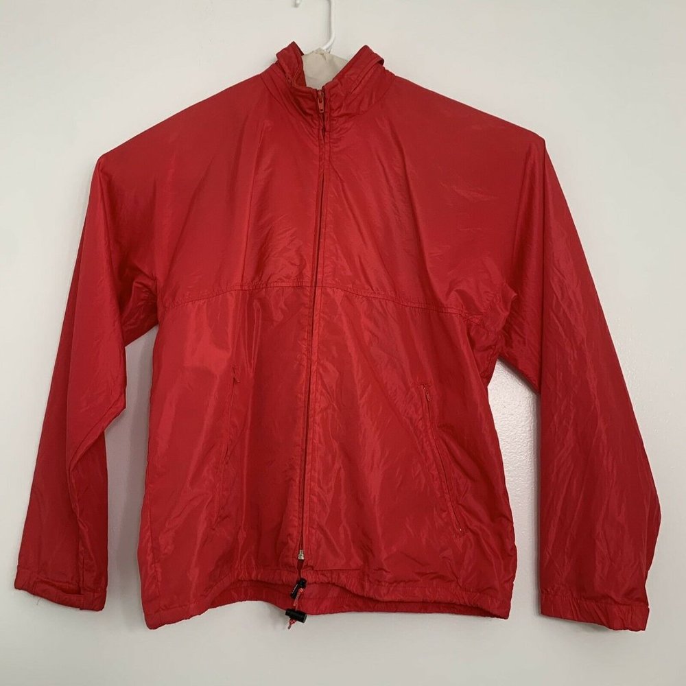 LL Bean Mens Large Red Packable Hood Windbreaker Jacket